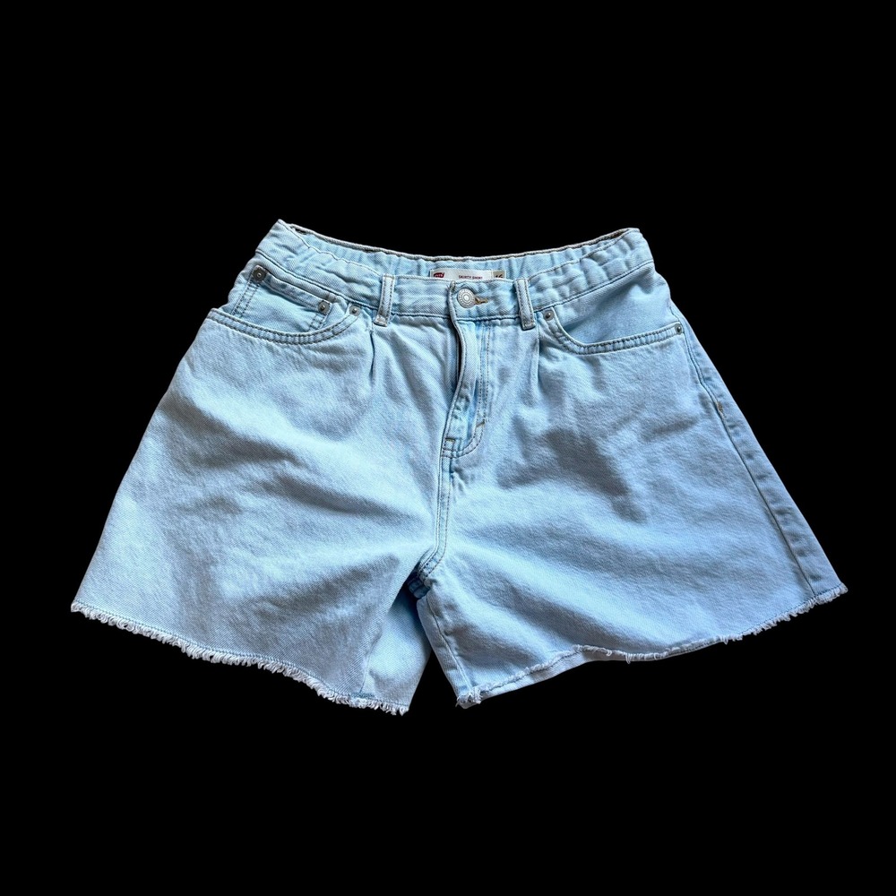 Levis Skirty Short Light Wash Denim Frayed Hem High Rise Shorts Size 16 REG